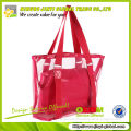 2013 rose red mesh beach bag with match cosmetic pouch 2013 promotional beach bag